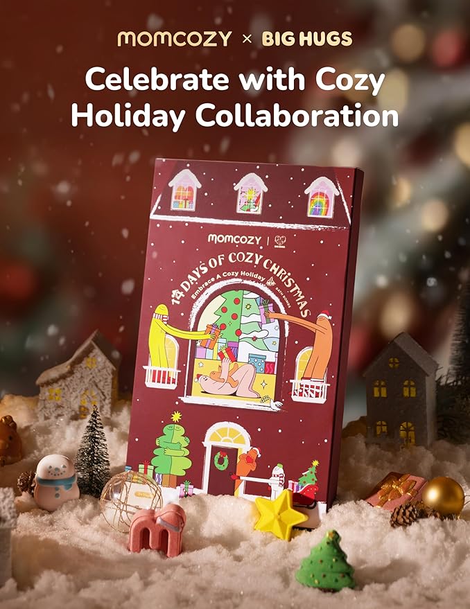 Momcozy & Big HUGS 14Pcs Christmas Bath Bombs Set of Countdown Calendar Mystery Box, 14 Days of Surprise Bath Bombs & Family Fun, Ideal Christmas Gifts for Kids Boys Girls Toddlers