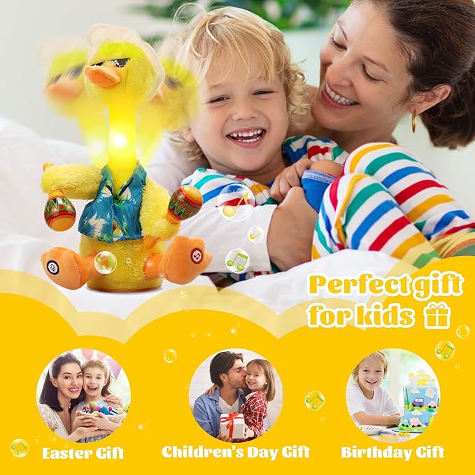 LUKETURE Dancing Toy,Dancing Cactus, Dancing Duck, Interactive Toy for Kids,Toddlers,Children Having Fun (Yellow-3)