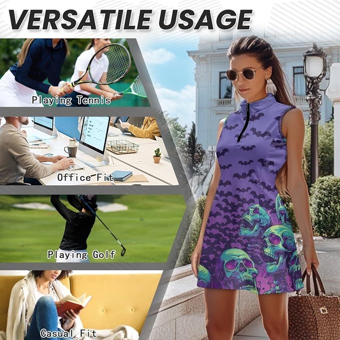 Golf Dress Tennis Dresses for Women with Built in Shorts and Pockets Sleeveless Athletic Dress Workout Dress