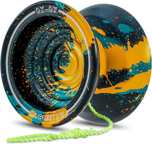 WATIEOBOO Responsive Metal Yoyo Professional yoyo, Professional Unresponsive Yo yo for Adults Pro Metal Trick Yo-yo with Yo Yos Bearing Kit 10 Strings, Case & Gloves - Black Blue Orange