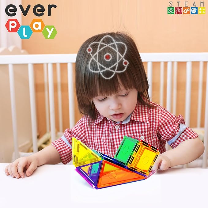 Magnetic Tile Building Block Set Construction Magnet Tiles Toy Blocks STEM Educational Learning Kit Toddler Preschool Games Rocket Playset Toys Unlimited Creation Boys Girls Age 3 and up