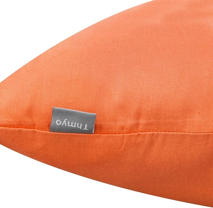 Thmyo 4-Pack 100% Cotton Lumbar Comfortable Solid Decorative Throw Pillow Case Rectangle Cushion Cover Sublimation Blank Pillow Covers Halloween DIY Throw Pillowcase(12x20inch/30x50cm,Orange)