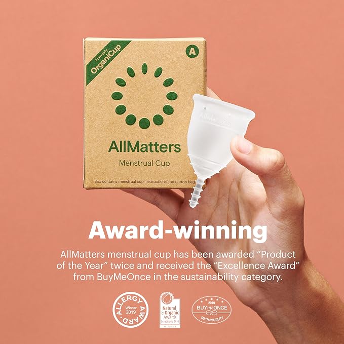OrganiCup Menstrual Cup by AllMatters - Size B - Superior to Pads & Tampons - Voted Best Menstrual Cup by Reviewed - Made in Germany - Soft and Flexible