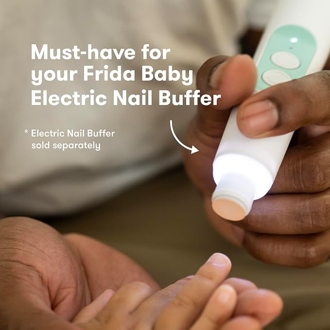 Frida Baby Electric Nail Buffer Replacement Pads | Safe + Easy Grooming, Trimming, and Nail Filing for Newborn, Toddler, or Children's Fingernails and toenails, 4 Buffer Pads (Pack of 2)