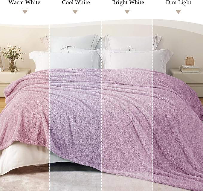 Exclusivo Mezcla Fleece Bed Blankets King Size for Bed, 90" x 104" | Super Soft and Cozy Fluffy Blanket for Women, Lightweight and Fuzzy Large Blanket for Bedroom , All Season, Light Purple