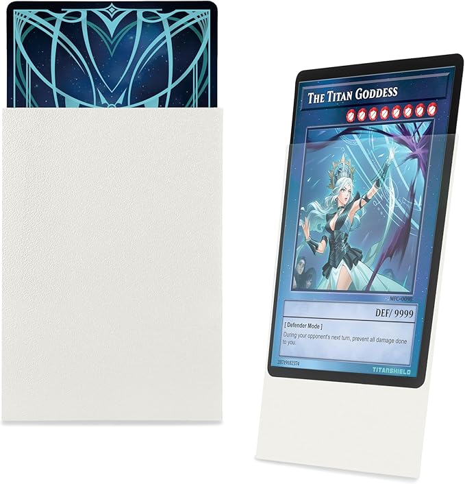 TitanShield (150 Sleeve/White Small Japanese Sized Trading Card Sleeves Deck Protector for Yu-Gi-Oh, Cardfight!! Vanguard & Photocards