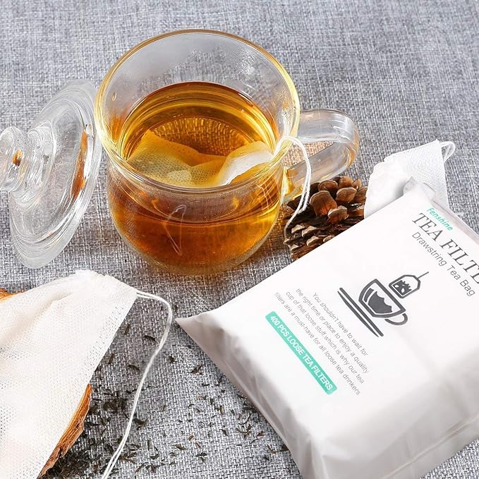 400 Pcs Tea Filter Bags Disposable Empty Tea Bags Drawstring Seal Tea Infusers Bag for Loose Leaf Teal