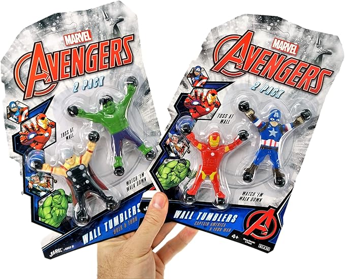 JA-RU Marvel Avengers & Spiderman Wall Climbers (2 Pack, 2 Toys Each) Sticky Stretchy Window Crawlers for Kids. Fidget Action Toy Figures. Bulk Goodie Bag Stocking Stuffers. BC-6803-2