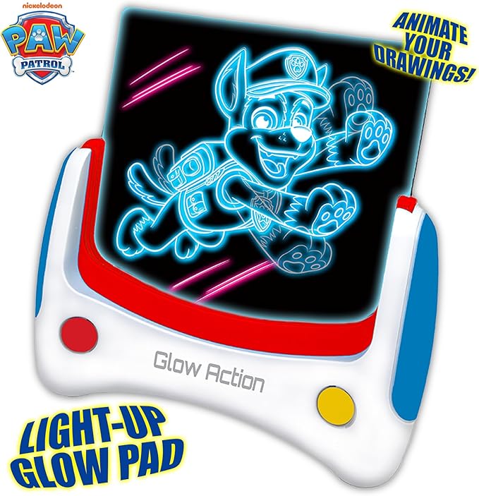 PAW Patrol Animated Glow Pad – LED Drawing Pad for Kids with 6 Storyboards, 3 Markers & Color Changing Lights – Birthday Gift Idea