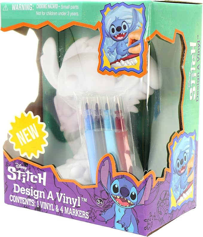 Tara Toy Disney Stitch Design A Vinyl Surfing Edition DIY Coloring Craft Set with Washable Markers Creative Toy for Ages 4+ Official Product