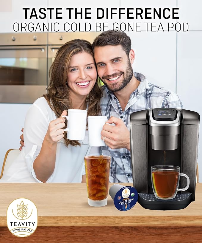 Organic Rooibos Tea Pods for Keurig with Lemon, Mint, Licorice - Unsweetened Decaf Tea for K Cup Brewing - Cold- Be-Gone by Teavity (36 Tea Pods)
