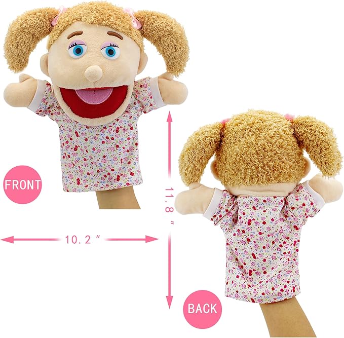 Family Hand Puppets,Puppets for Kids Role Paly Family Members 13.4 INCH Multi-Ethnic Puppets Plush Soft Hand Puppets Family Puppets Story Toys, Puppets for Girls Boys Finger Puppets Puppet Set Gifts