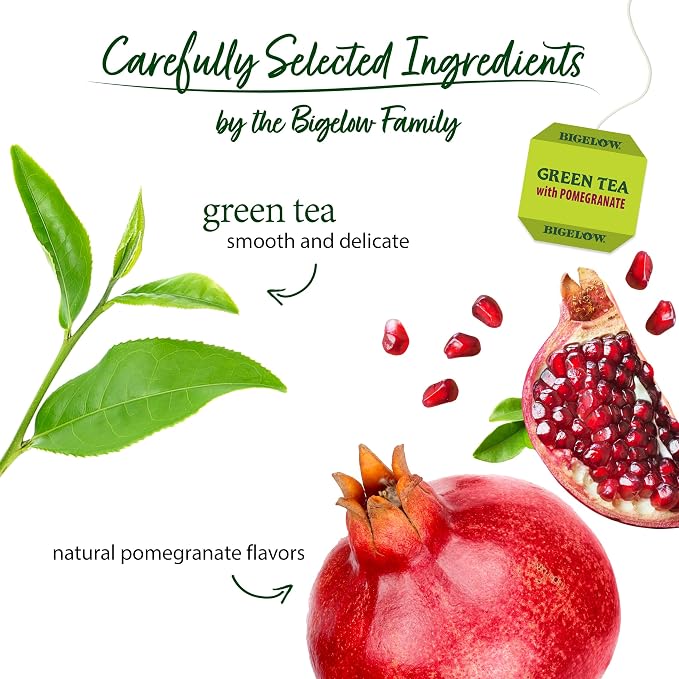 Bigelow Tea Green Tea with Pomegranate, Caffeinated Tea with Pomegranate, 20 Count Box (Pack of 6), 120 Total Tea Bags
