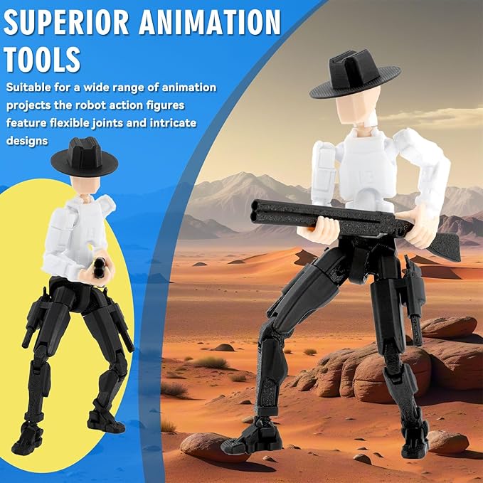 Titan 13 Action Figure, Cowboy Already Assembled Dummy 13 Action Figures for Boys, 2-Pack 5.4 inches T Lucky 13 Action Figure, Figura de acción t13, Black & Red