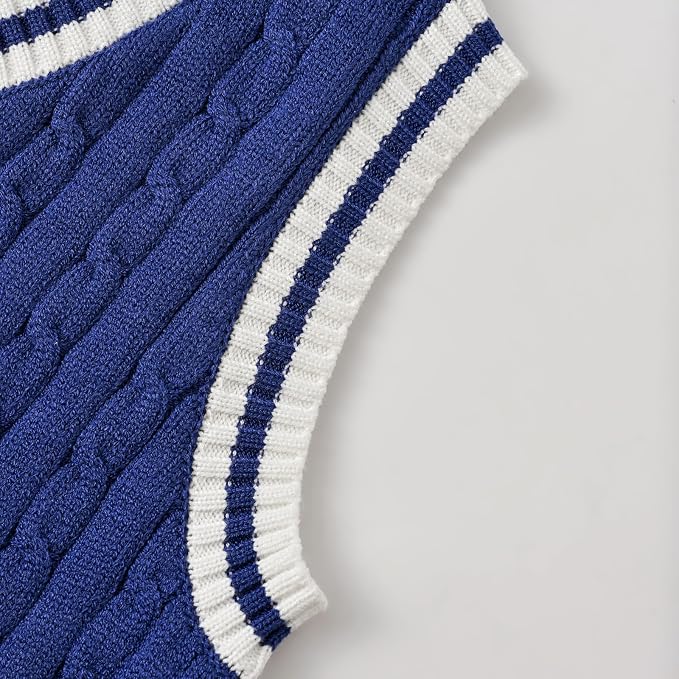 Women's Sweater Vest,Y2K Sleeveless Pattern Preppy Style Knitted Crop Tank Top for Girl