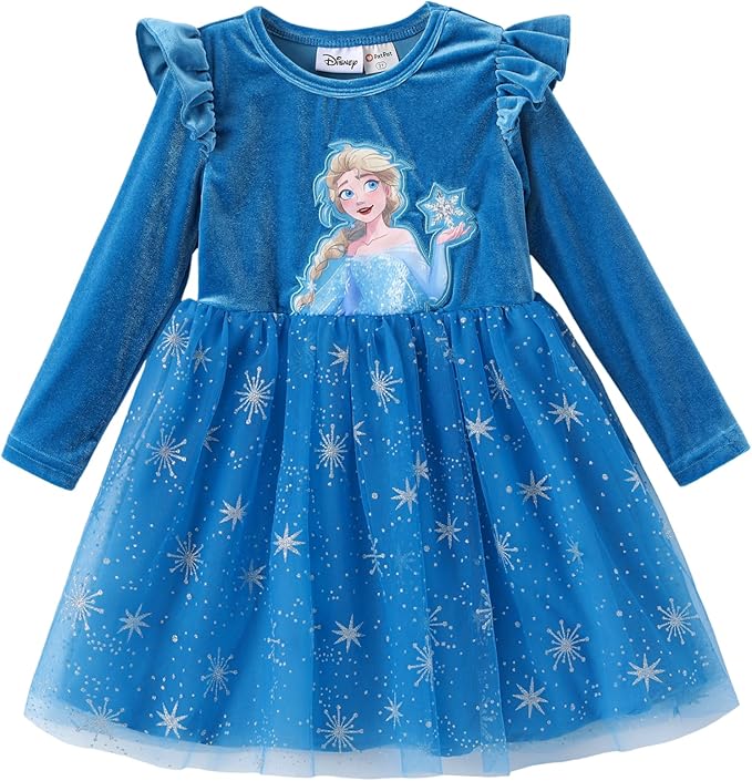 Disney Princess Frozen Minnie Mouse Dress Girls Sparkle Ruffle Tulle Tutu Birthday Party Fall Outfits Clothes Baby to Toddler