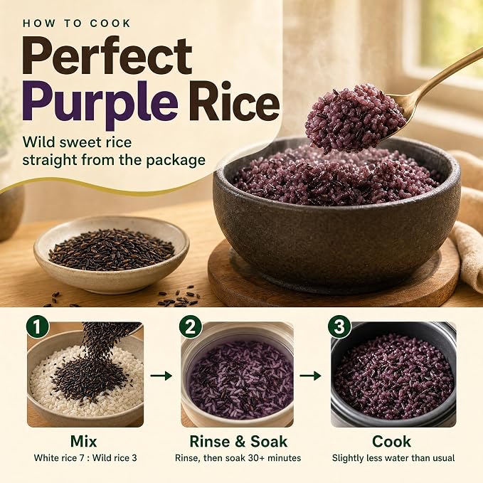 Jayone Wild Sweet Rice, 4 lb, Black Glutinous Rice, Black Sweet Rice, Purple Sticky Rice for Multigrain Rice, Porridge, Desserts, and Everyday Cooking