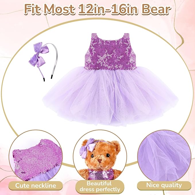 6 Pcs Bear Clothes Fit 12-16 Inch Stuffed Animals Bear Dress Skirt Make Your Own Stuffed Animals Cute Tiny Clothes(Vibrant,Tutu)