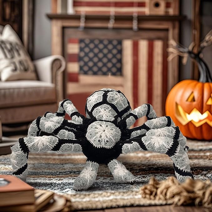 XKCL Hand Woven Plush Spider -12.6 inch Realistic Spider Plush Cute Hug Gift, Suitable for Sofa Bed, Family Party Decoration