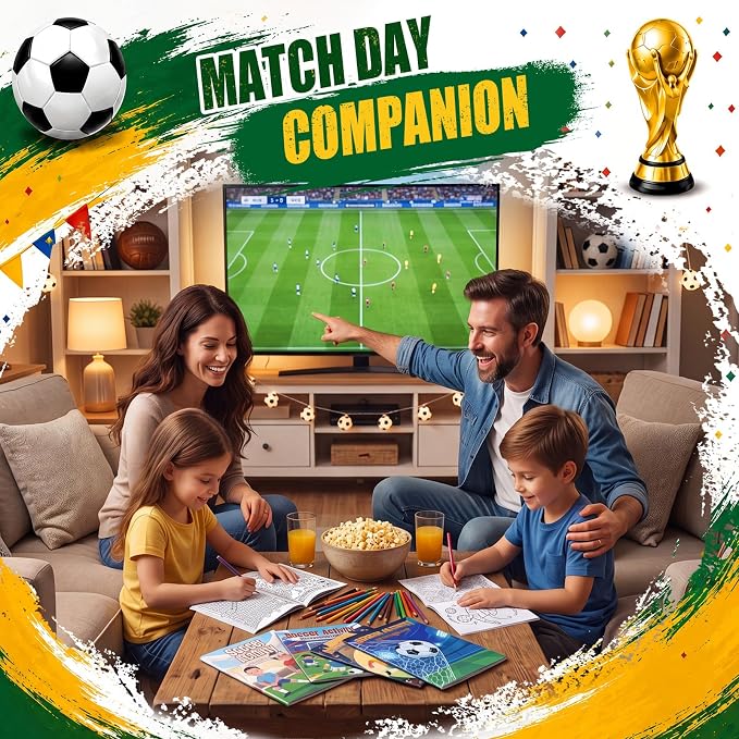 Liliful 144 Pack Mini Soccer Coloring Books Bulk, 5x7 Inch Soccer Party Favors, 24 Football Sport Designs Thick Paper Coloring Book for Kids & Adults, Sports Birthday Classroom Rewards