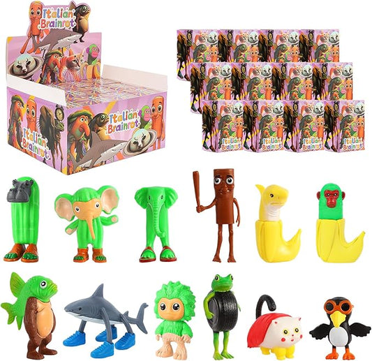 Italian Brainrot Figures Blind Box,Tralalero Tralala,Tung Tung Tung Sahur, Mystery Box, (12Pcs)