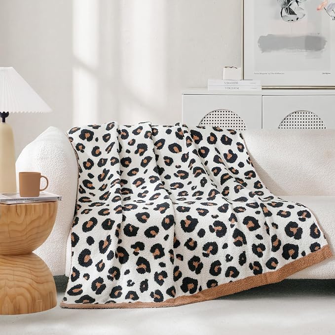 Snuggle Sac Leopard Throw Blanket for Couch Bed Sofa 50x60 inches, Orange Brown Leopard Blanket Ultra Soft Cozy Blankets for Women Mothers Birthday Gifts