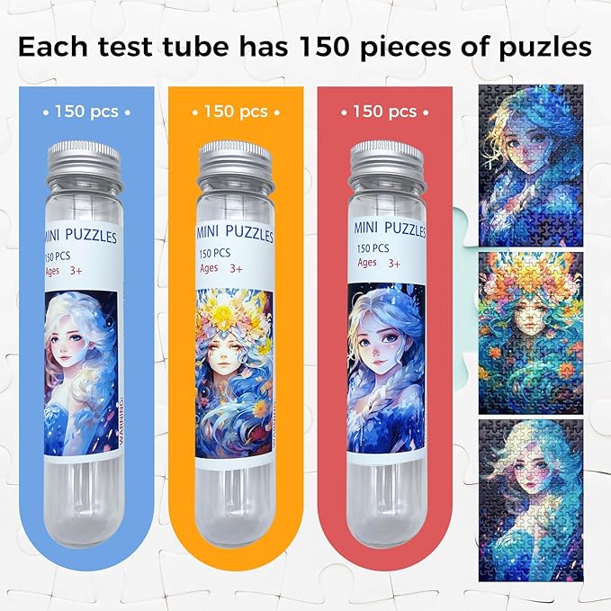 150 Pieces Mini Jigsaw Puzzles for Adults & Kids,6 x 4 Inches,Travel Puzzle,Small Puzzles,Micro Puzzles,Challenging Difficult Puzzle,3 Pack Anime Character Series