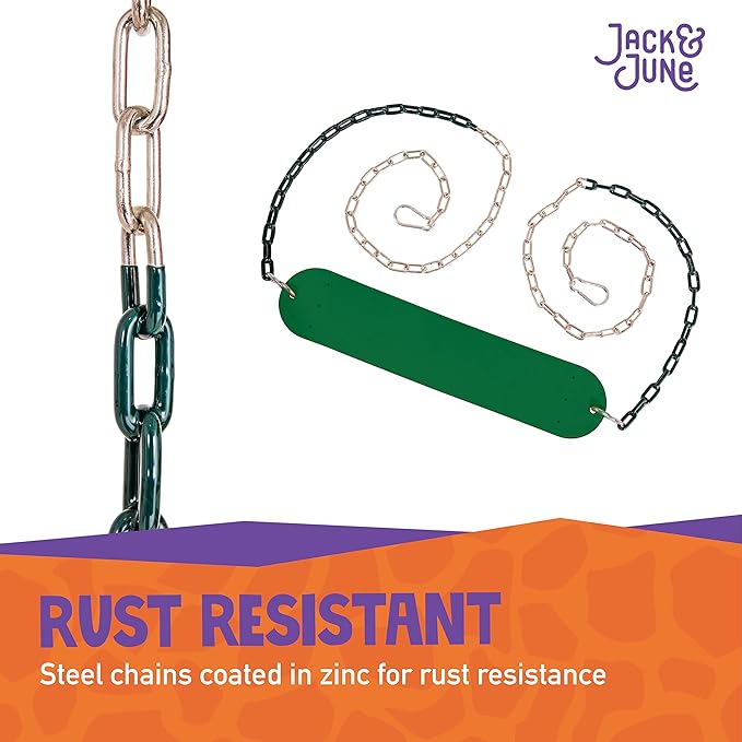 Jack & June Green Belt Playset Swing with 80” Chains Made for 5’ and 6’ Deck Height