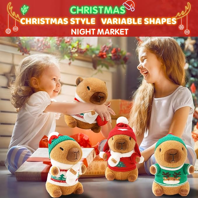 10.2" Red Capybara Plush Toy with 9 Clothes and Accessories Super Soft Capybara Stuffed Animal for Kids Girls Boys