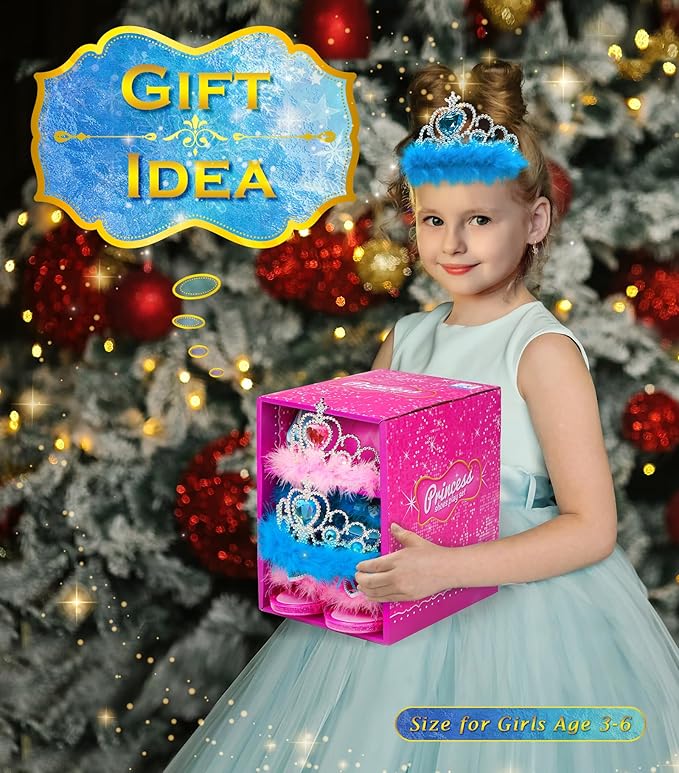 Kids Princess Dress Up Clothes for Little Girls, Pretend Play & Dress Up Costume Set for 3-6 Toddler Little Girls
