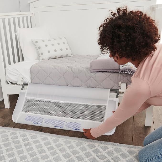 Regalo Safety Swing Down Crib Rail for Toddlers, 33" Baby Bed Rail Guard with Reinforced Anchor Safety System, Convertible Crib Bed Rail, White
