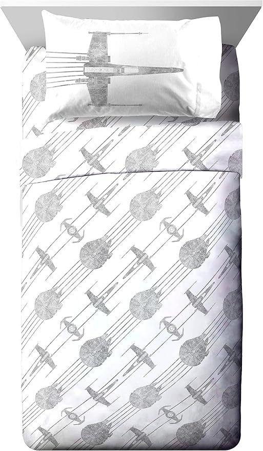 Jay Franco Star Wars Falcon Schematics 5 Piece Twin Size Bed Set - Includes Comforter & Sheet Set - Super Soft Kids Bedding Fade Resistant Microfiber