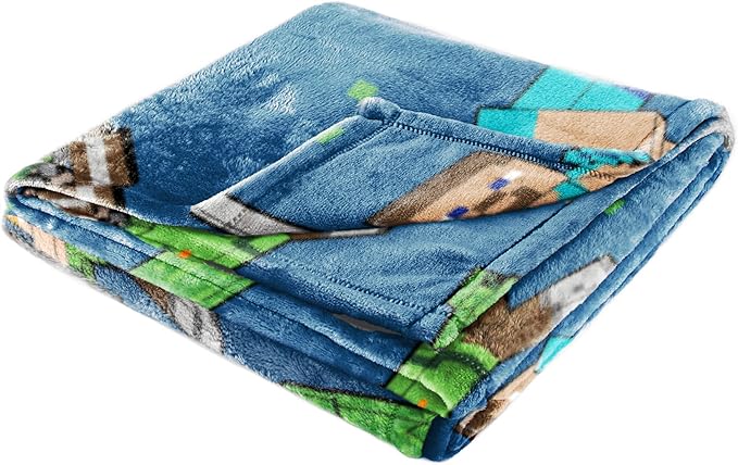 Jay Franco Plush Throw Blanket – 46" x 60" Inches Kids Hero Soft & Cozy Fleece Throw for Bedroom & Couch Décor, Official Licensed Product, Multi - Minecraft