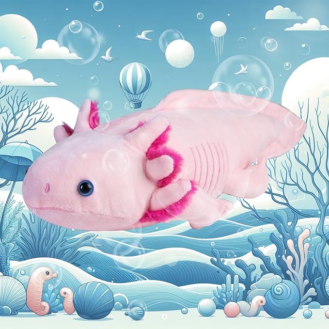 Soft Axolotl Stuffed Animal Plush Toy, 19 Inch Cute Salamander Plush Pillow, Kawaii Plushie Toy, Axolotl Gifts for Kids and Youth (Pink)