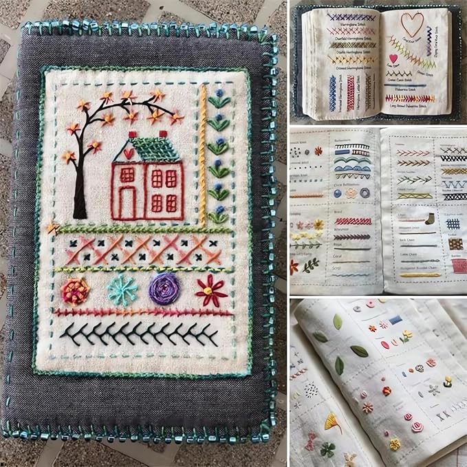 Embroidery Stitch Book Kit, 2026 New Embroidery Book, Complete Sewing Tools & Tutorials for Beginners, Portable DIY Kit with Floral Motifs, Ideal Gift for Craft Lovers & DIY Enthusiasts (1 Set)