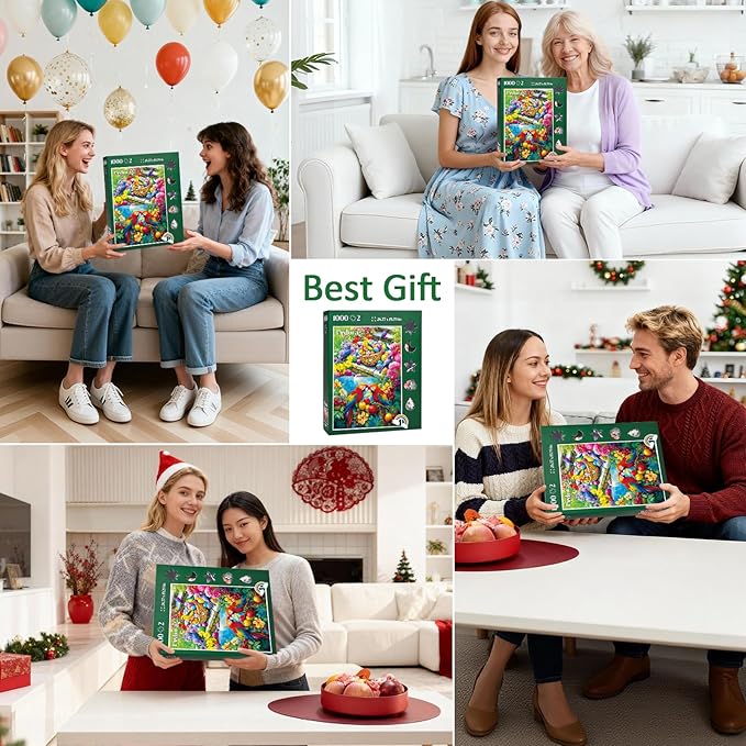 Unique Shaped Jigsaw Puzzles for Adults 1000 Pieces, 2 Pack Adult Puzzles,Egg Birds and Fruit Birds Theme,Difficult Puzzles for Adults,Cooperative Family Games for Family Game Night