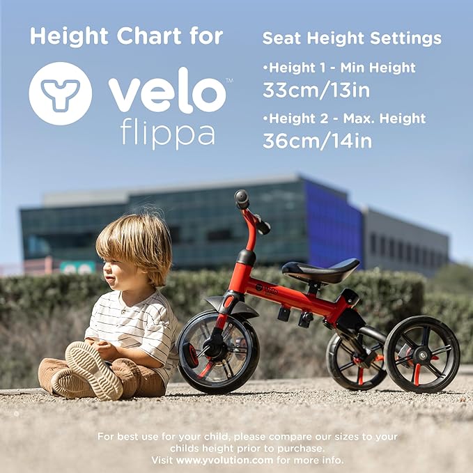 Yvolution 3 in 1 Toddler Trike Y Velo Flippa Push Tricycle Toddler Balance Bike with Parent Steering Push Handle for Boys Girls 2-5 Years Old