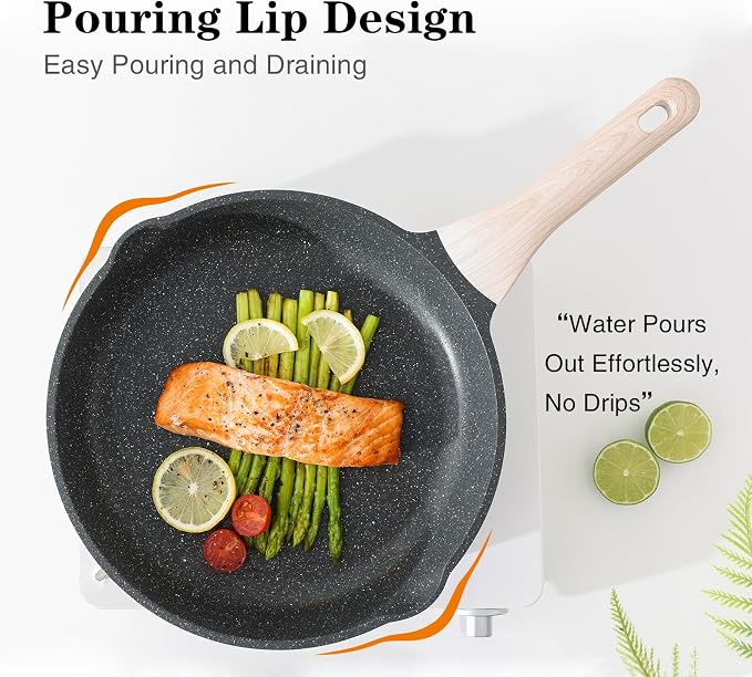 Kordisen Non Stick Frying Pan Skillet with Lid, 11 inch Cooking Pan | Non Toxic, Healthy, Induction Compatible, Heat Resistant Handle, PFOA Free