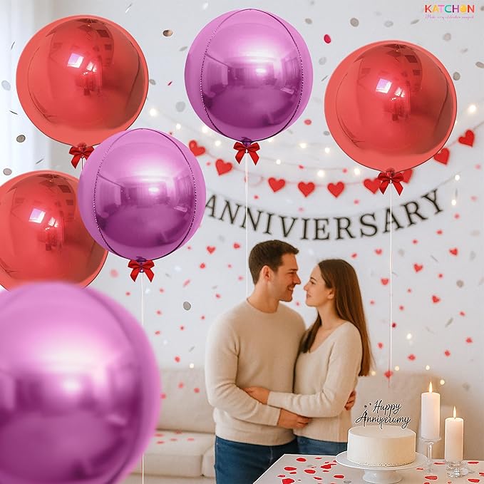 KatchOn, Metallic Red and Pink Balloons – Big, 22 Inch, Pack of 6 | Valentines Balloons for Valentines Day Decorations | Galentines Balloons, Galentines Day Decorations | Birthday, Anniversary Decor