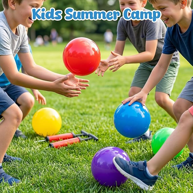 AMOR PRESENT 6PCS Playground Balls, 8.5 Inches Inflatable Rubber Kickball Dodgeballs for Kids and Toddlers, Inflatable Balls for Indoor and Outdoor Games, Goodie Bags Stuffers, Dog Toys