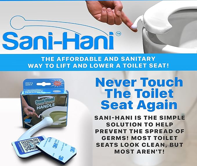 Sani-Handle Toilet Seat Lifter Handle | Industrial strength 3M adhesive. Sticks Strong, Stays Long