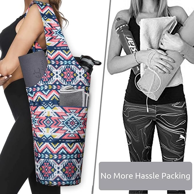 Yoga Mat Bag - Long Tote with Pockets - Holds More Yoga Accessories - Yoga Bag Fit Most Size Mats - Yoga Mat Carrier