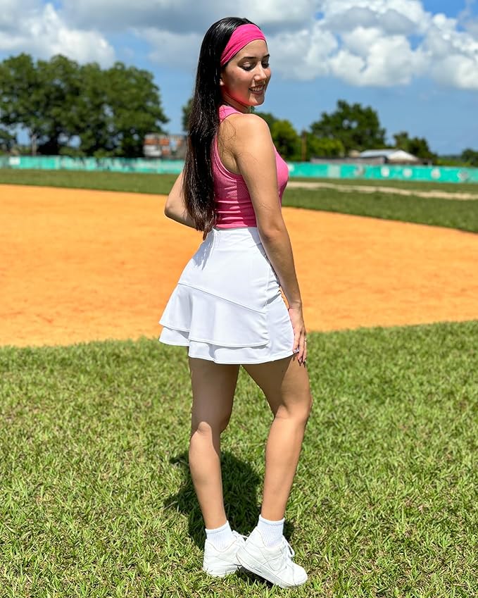 Stelle Tennis Skirts for Women Ruffle Athletic Golf Skorts with Pocket | High Waisted, Tummy Control, Built in Shorts, Athletic Skirt, Golf Skirt, Soft, Breathable, Workout, Pickleball