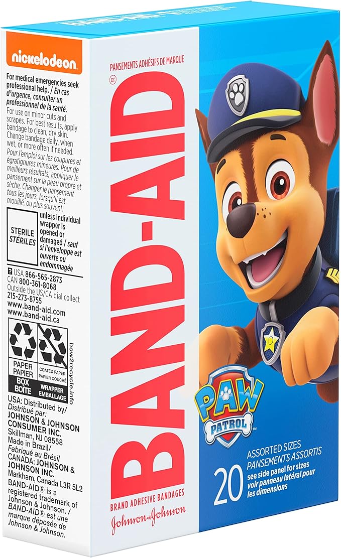 Band-Aid Adhesive Bandages, 20 ct (Pack of 2) | Nickelodeon PAW Patrol | First Aid | Assorted