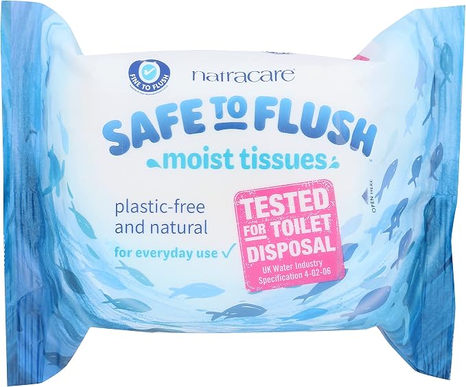 NATRACARE Safe To Flush Moist Tissues 30 Count, 30 CT (Pack of 4)