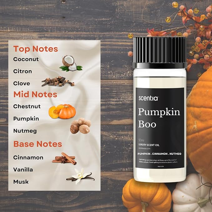 Pumpkin Boo Essential Oil – 50 ml Premium Fall Fragrance Oil for Diffusers, Candles & DIY – Cozy Pumpkin Spice Scent for Home, Autumn Décor & Thanksgiving Gifts