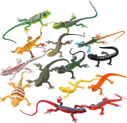 Gejoy 24 Piece Plastic Lizards for Kids Colorful Plastic Artificial Lizard Toys Action Figure Educational Toys for Kids Adults Gifts, 12 Designs