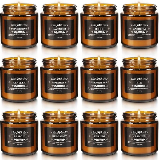 YOROXRG 12 Pcs Scented Candles with Added Natural Essential Oils, 3.05oz, Suitable for Various Festivals, Parties, Yoga, and Home Scene