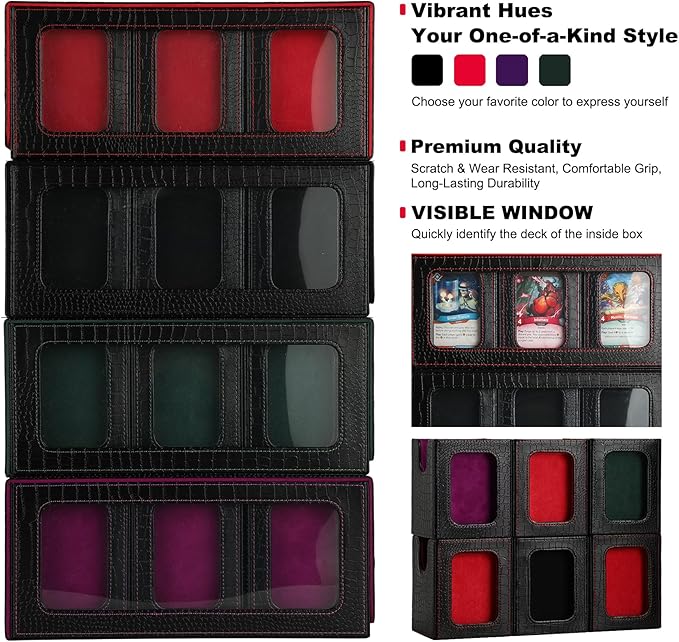 9IN1 MTG Deck Box with Carrying Handle, 8 Removable Deck Boxes & 1000+ Card Storage for TCG & Sports Cards, 10 Dividers, for Magic, YuGiOh, Gundam Card Game (BLACK/PURPLE)