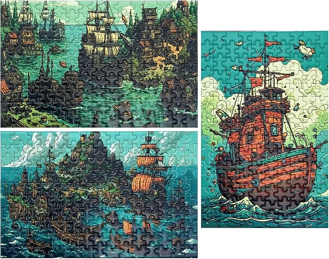 150 Pieces Mini Jigsaw Puzzles for Adults & Kids,6 x 4 Inches,Travel Puzzle,Small Puzzles,Micro Puzzles,Challenging Difficult Puzzle,Nautical Series